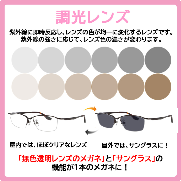 度付き 度なし 調光サングラス 調光メガネ 眼鏡 調光レンズ メンズ