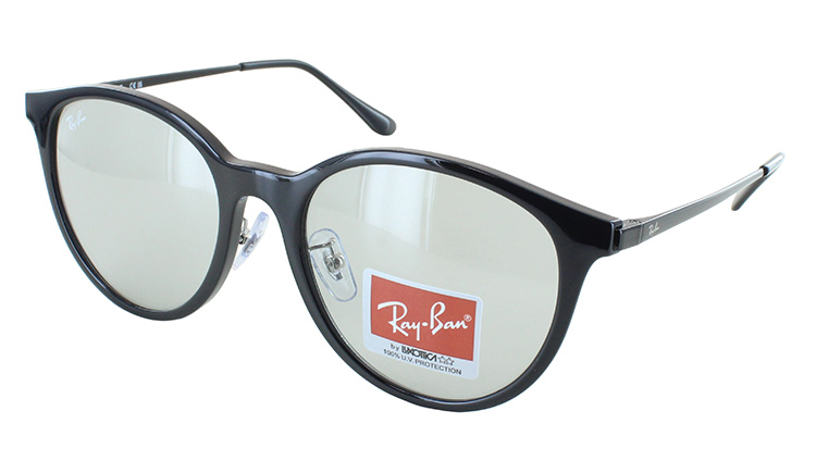 レイバン サングラス 薄い色 RB4334D 601/87 55 メンズ レディース UVカット ブランド Ray-Ban ブラック 黒縁  ライトグレー ライトカラー クリングス鼻パッド