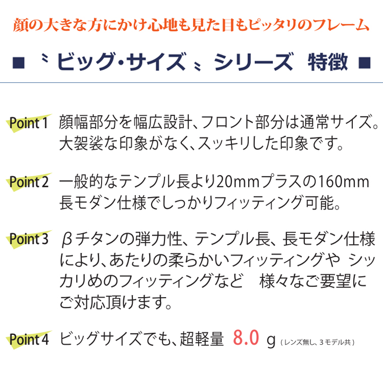 大きいサイズ ビッグサイズ メガネフレーム 眼鏡フレーム ボストン CN