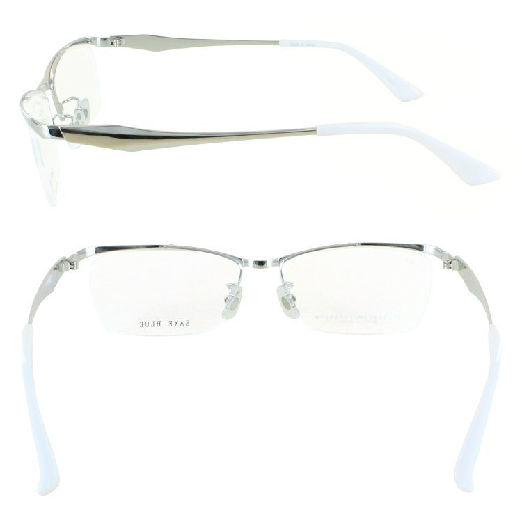 メガネ 眼鏡 度付き メンズ ハーフリム スクエア チタンフレーム 日本 