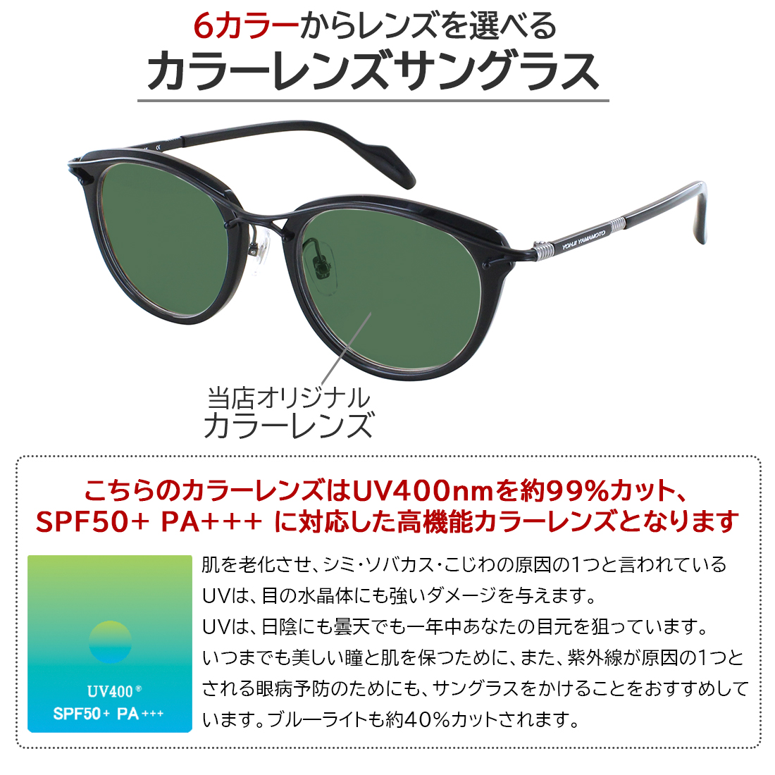 Yohji Yamamoto サングラス オクタゴン型 グリーン フランス製 Yohji Yamamoto（ヨウジヤマモト） サングラス メンズ 日本製 UVカット