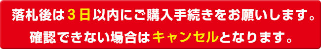 落札後は3日以内に購入手続きをお願いします。