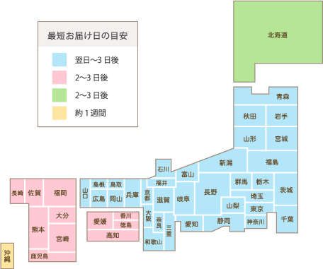 最短のお届け目安