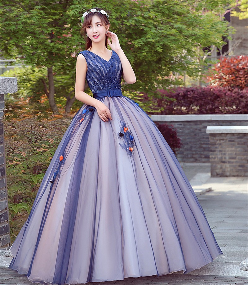 オンラインストア正規品 カラードレス ロングドレス 演奏会 コンサート パーティードレス ウェディング 二次会 プリンセス 結婚式 ステージ衣装 大きいサイズ 紺色 オンラインストア大特価祭 Ssl Daikyogo Or Jp