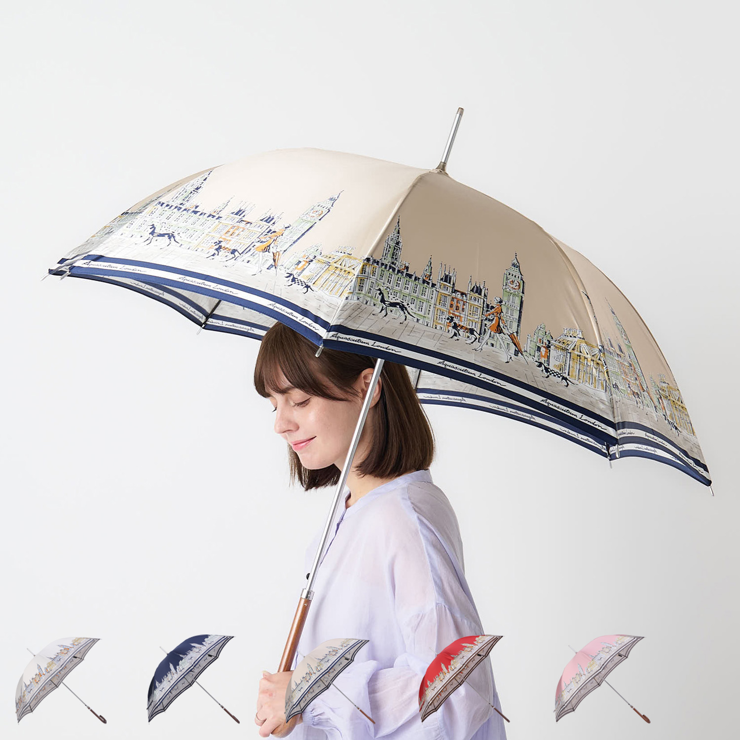 アクアスキュータム AQUASCUTUM 長傘 雨傘 レディース 60cm 軽量 UVカット 遮熱 紫外線対策 1AQ 11066-66 Aquascutum（アクアスキュータム） 長傘 雨傘 レディース 60cm 軽量 UV