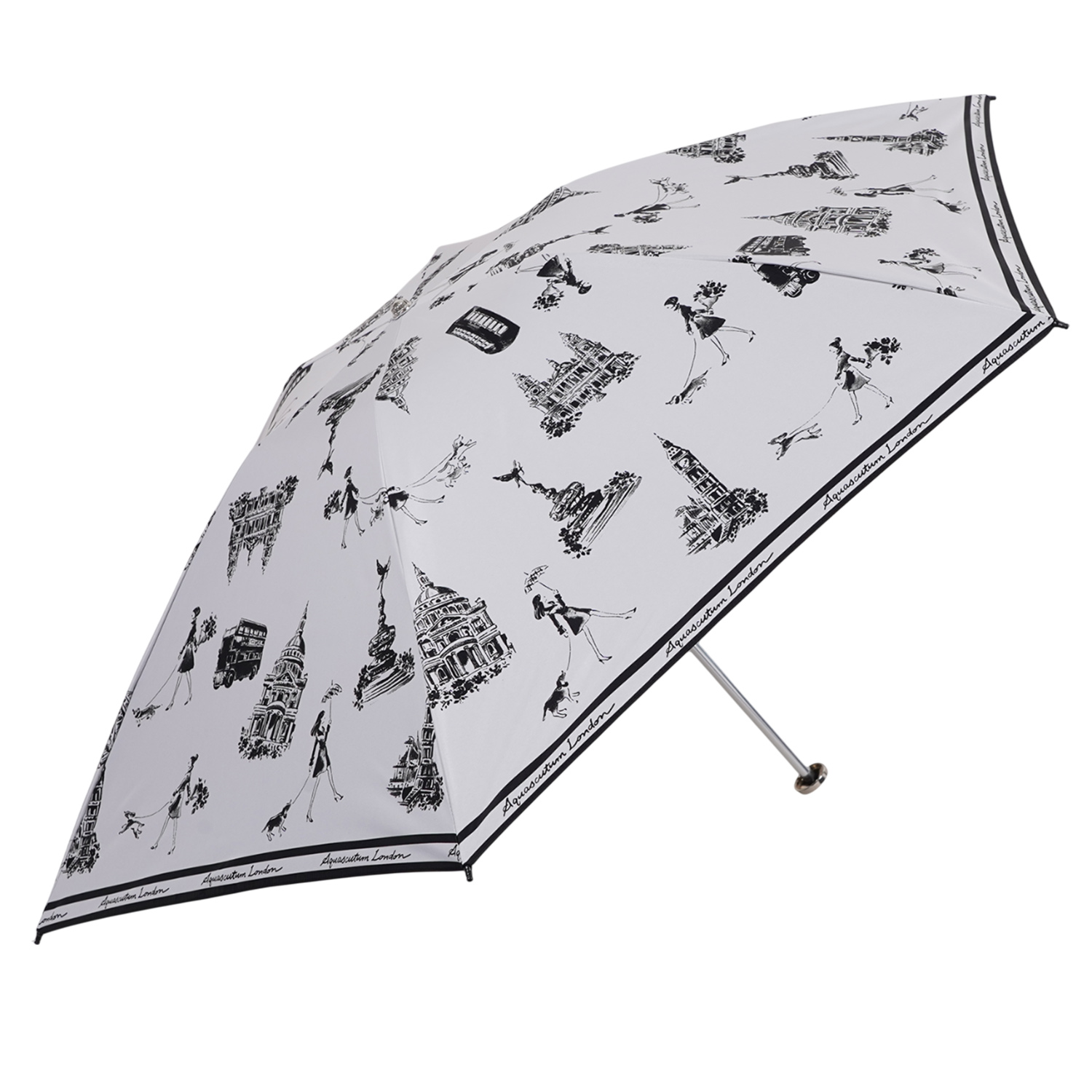 【新品未使用】Aquascutum 晴雨兼用 折りたたみ傘 遮熱・遮光・イラスト 新品未使用】Aquascutum 晴雨兼用 折りたたみ傘 遮熱・遮光
