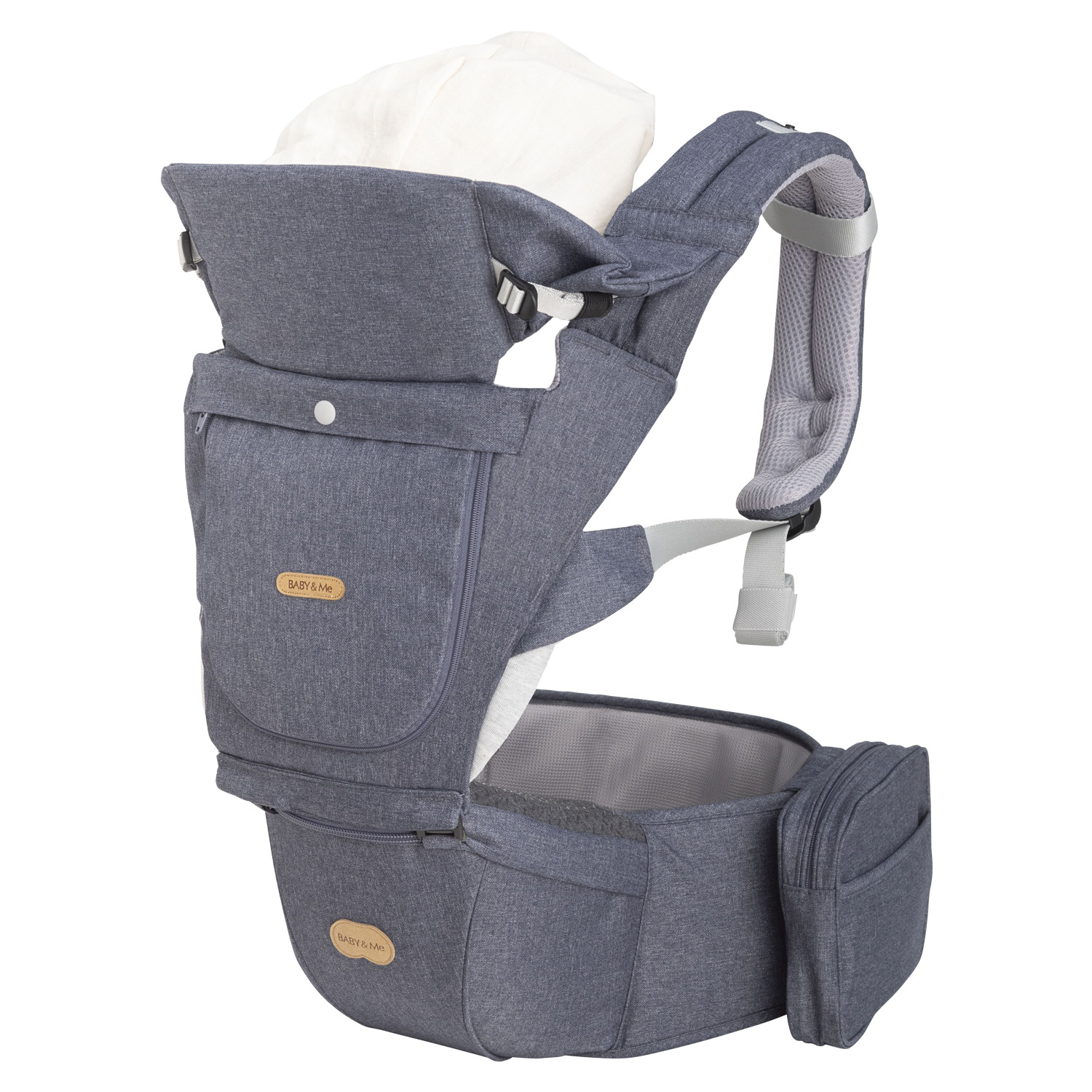 【極美品】BABY & Me BELK 抱っこ紐 グレー ヒップシート BABY＆Me（ベビーアンドミー） 抱っこ紐 ヒップシート よだれカバー