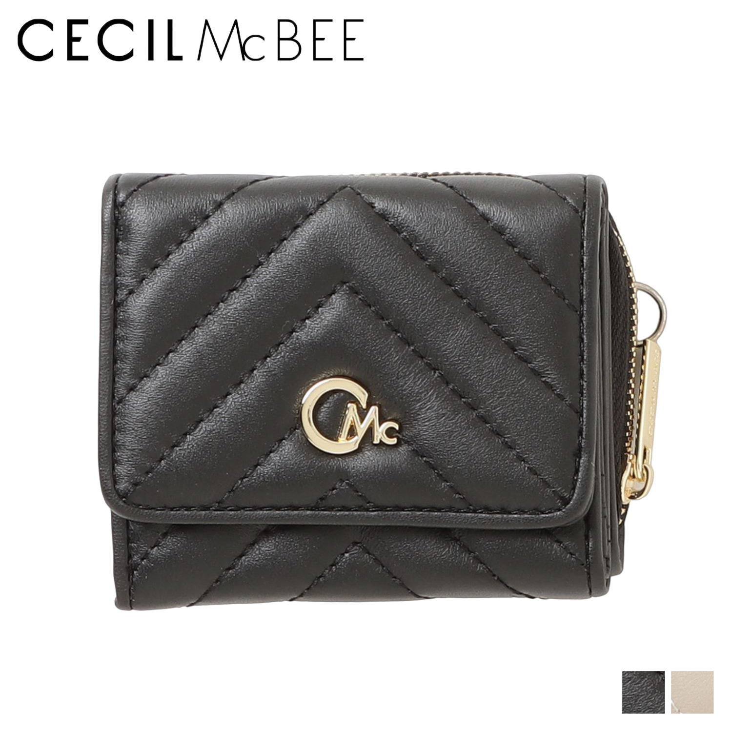 CECIL McBEE セシルマクビー 財布 三つ折り レディース ラウンドファスナー キルト QUILT WALLET ブラック ベージュ 黒  CM122093 : ccm-iii-cm122093 : inglewood Beauty - 通販 - Yahoo!ショッピング