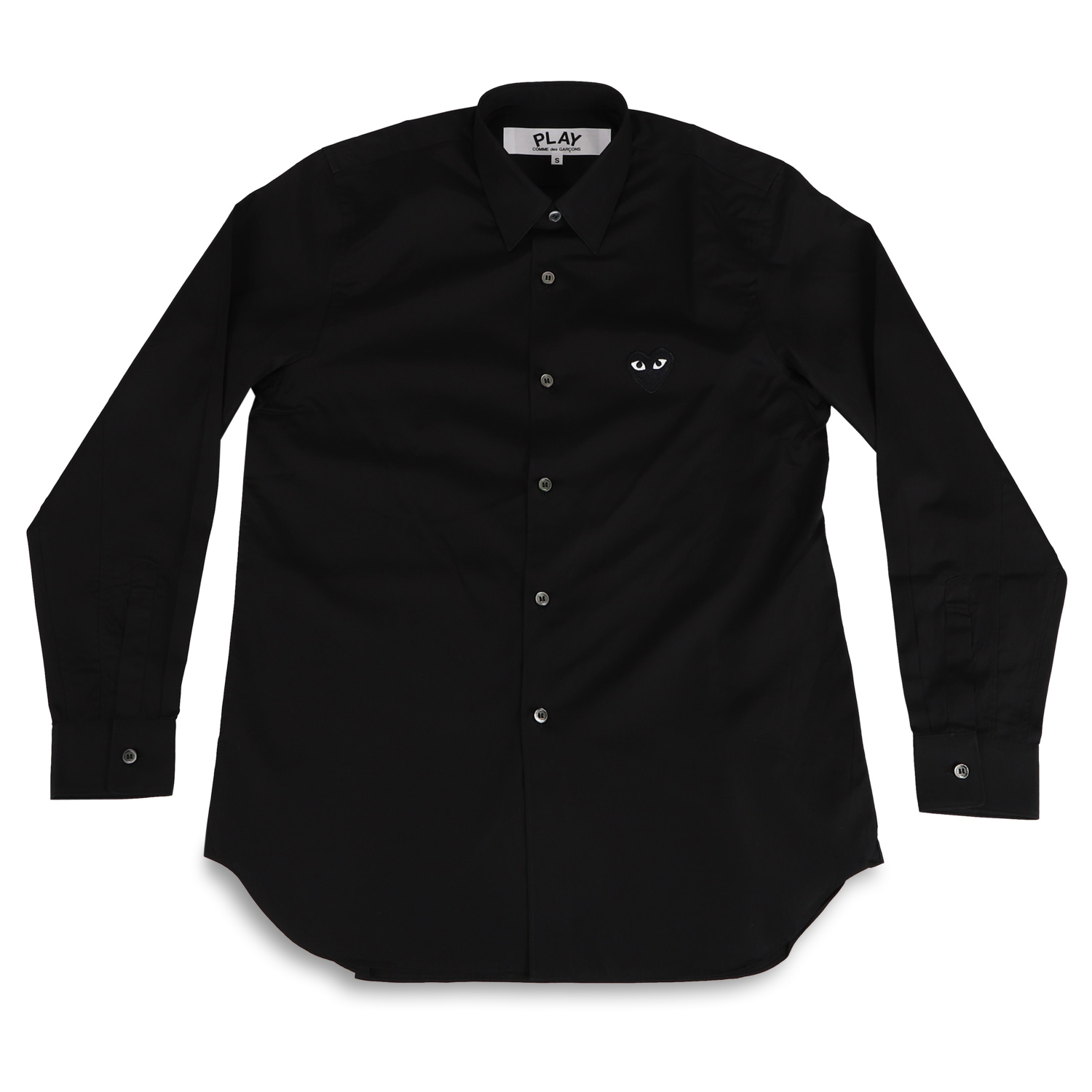 PLAY COMME des GARCONS プレイ コムデギャルソン シャツ 長袖 メンズ ブラックハート ロゴ BLACK HEART PLAY  SHIRT ブラック ホワイト 黒 白 B004