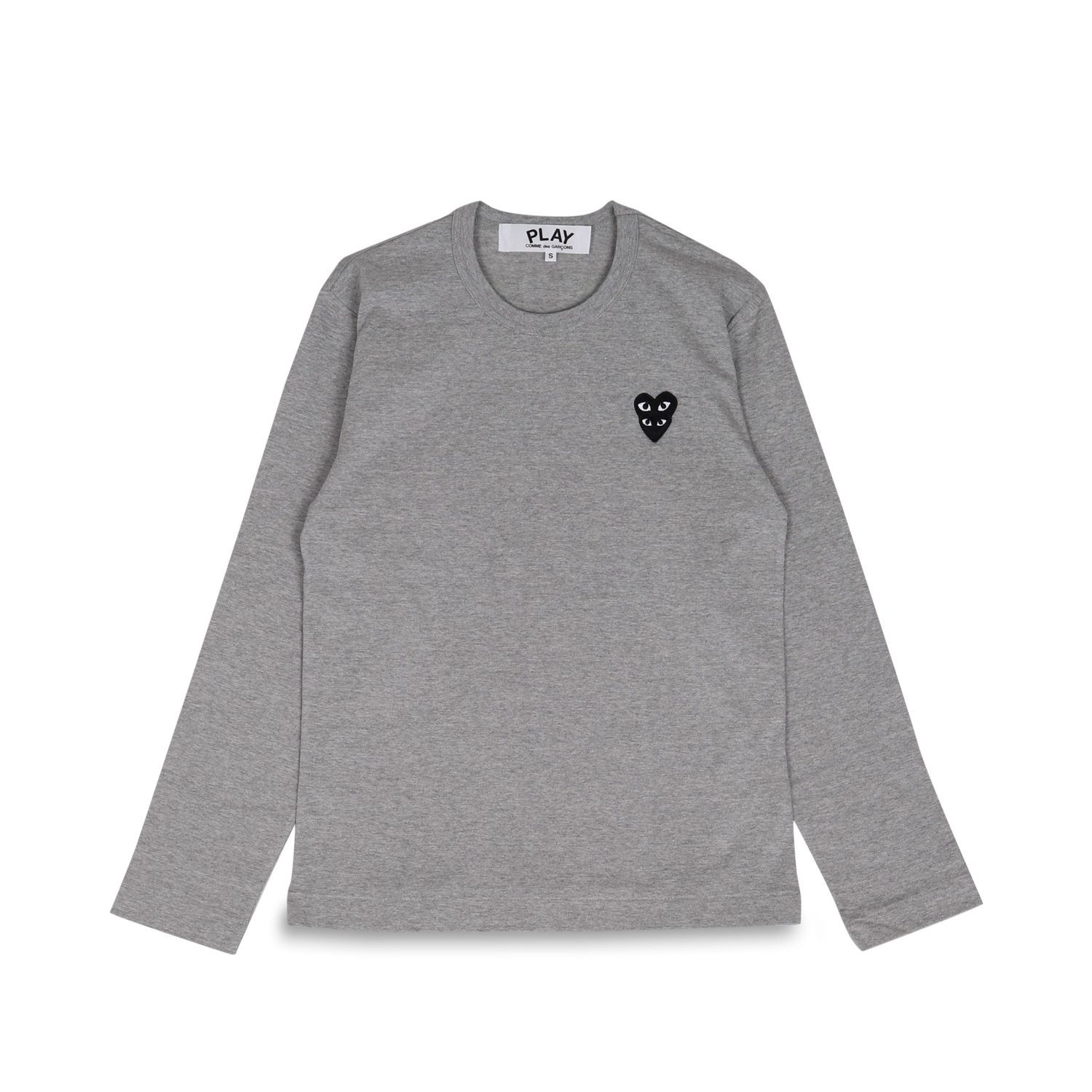 PLAY COMME des GARCONS プレイ コムデギャルソン Tシャツ 長袖 メンズ カットソー ロンT ブラックハート ロゴ LONG SLEEVE T-SHIRT グレー T300