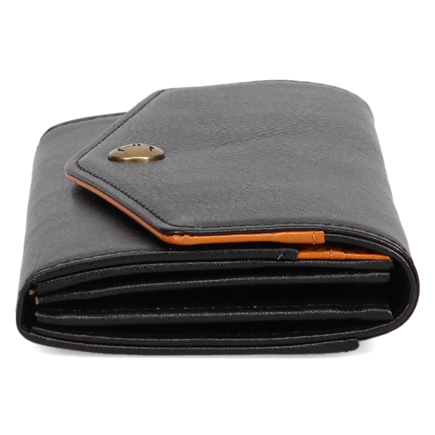 クレドラン CLEDRAN 財布 長財布 レディース 薄い コンパクト 本革 TRONC FLAP WALLET ブラック グレー グリーン 黒 CL3... ブラック系/グリーン系/グレー系