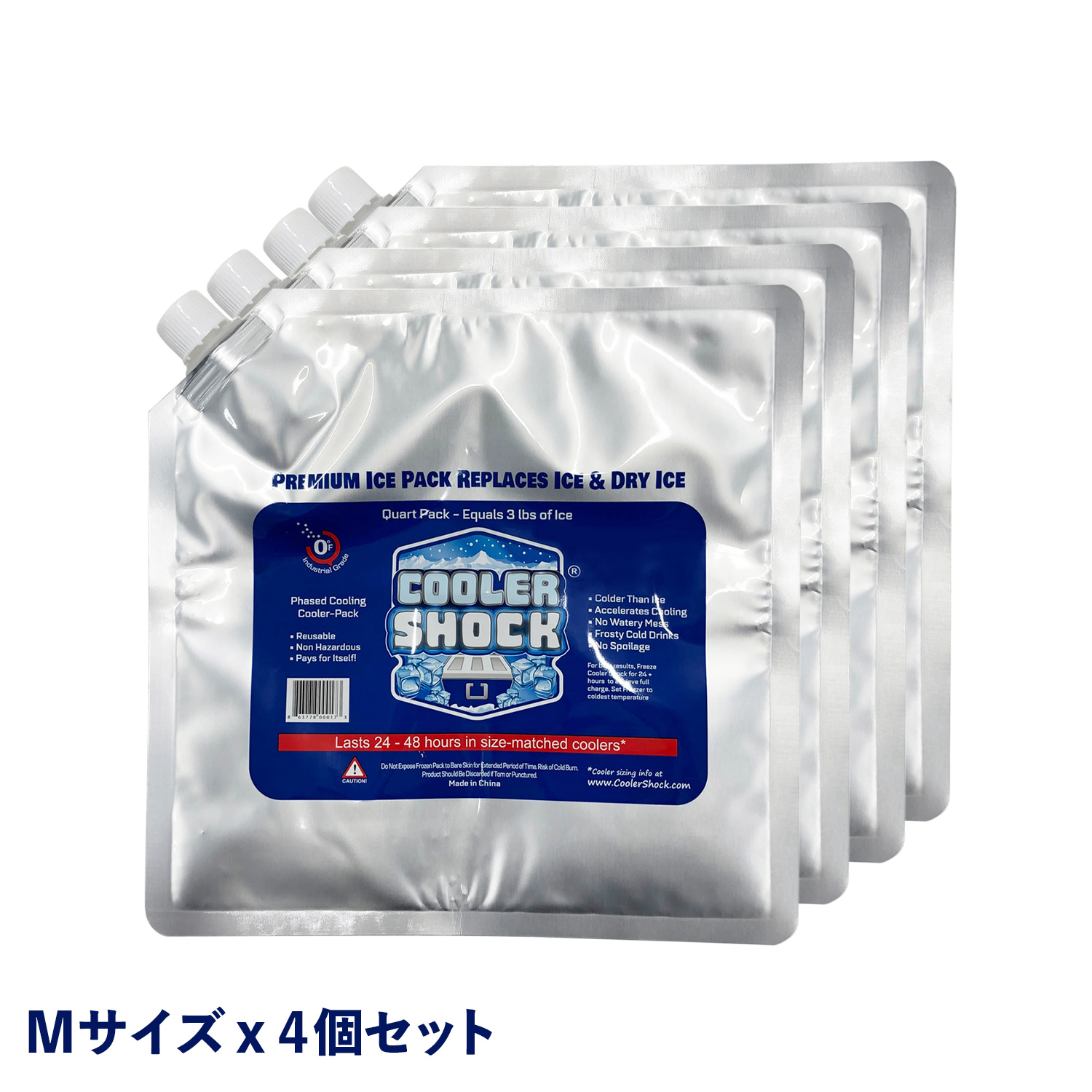 クーラーショック cooler shock 保冷剤 Mサイズ 4個セット 長時間 ジェル アイスパック 保冷パック 氷点下 長持ち 繰り返し使える 7CSMSET | COOLER SHOCK | 01