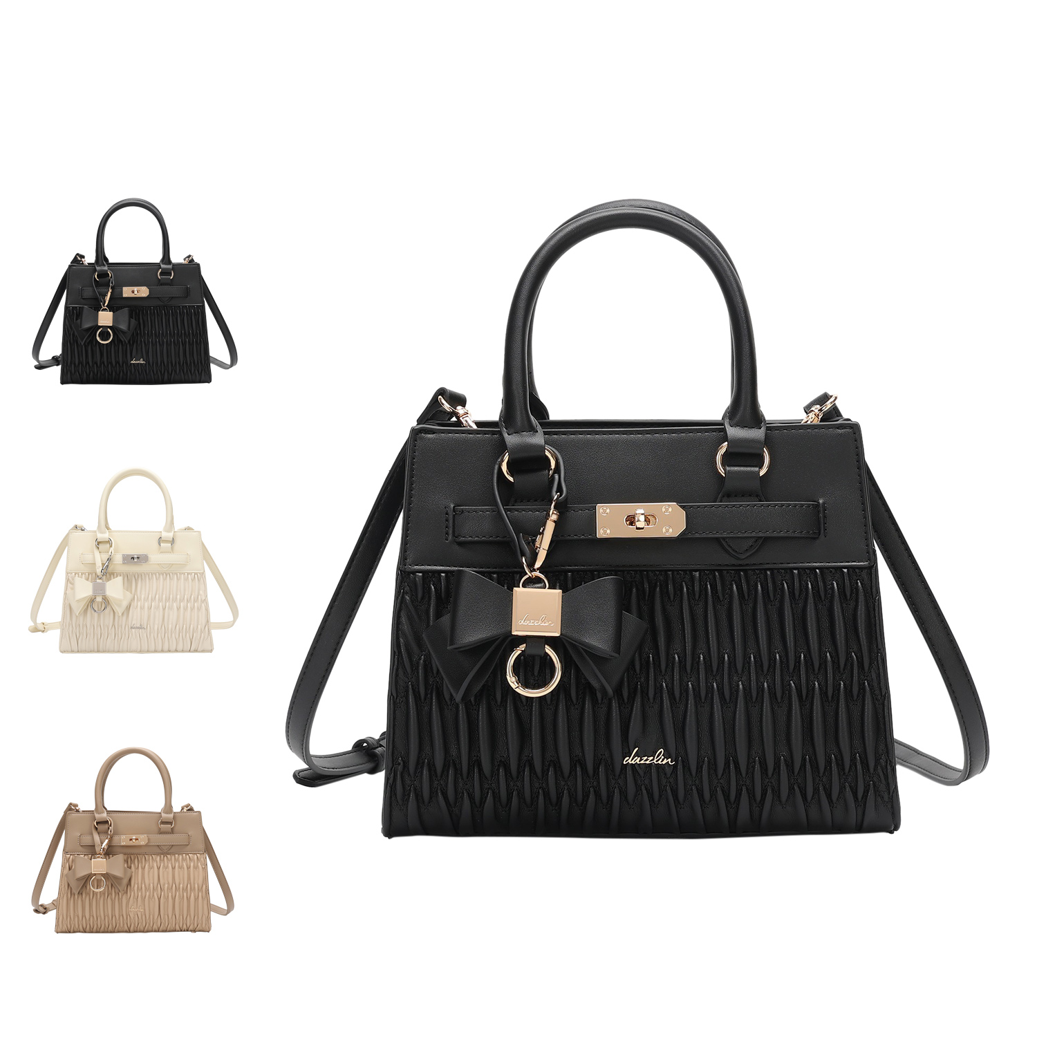 ダズリン dazzlin バッグ ショルダーバッグ レディース 斜めがけ 大人 軽量 リボンチャーム付 ギャザーシャーリング DAZ60240B dazzlin（ダズリン） バッグ ショルダーバッグ レディース 斜めがけ