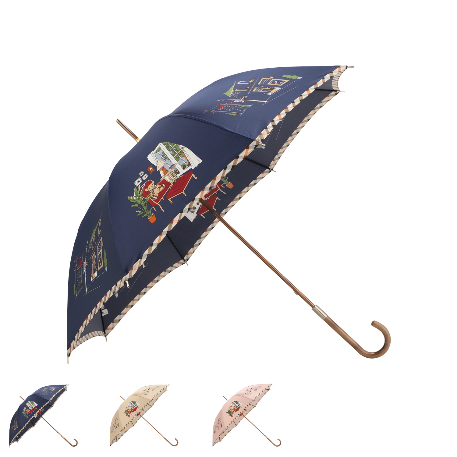 ダックス DAKS 長傘 雨傘 レディース 60cm 軽量 日本製 ネイビー ベージュ ピンク 21-125-11275-00 DAKS（ダックス） 長傘 雨傘 レディース 60cm 軽量 日本製 ネイビー