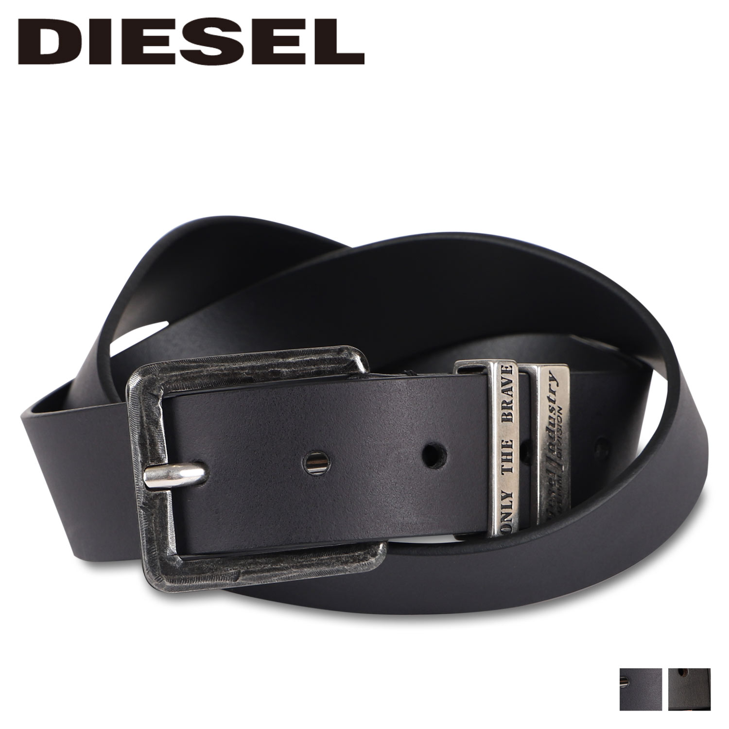 DIESEL ディーゼル ベルト レザーベルト メンズ 本革 バックル B-GUARANTEE-A ブラック ダーク ブラウン 黒  X08532-PR227