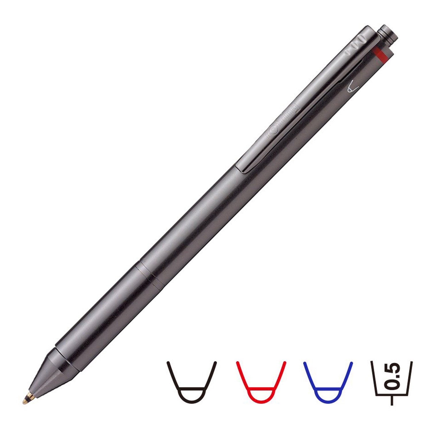 rOtring ロットリング 多機能ペン マルチペン 4in1 シャーペン ボールペン フォーインワン 油性 0.5mm MULTI PEN グレー  1904455