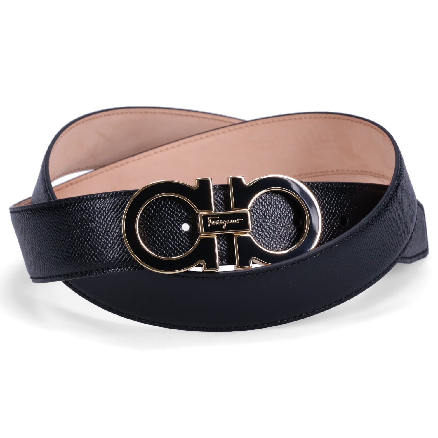 Salvatore Ferragamo サルヴァトーレ フェラガモ レザーベルト メンズ 本革 LEATHER BELT ブラック 黒 679750  743703