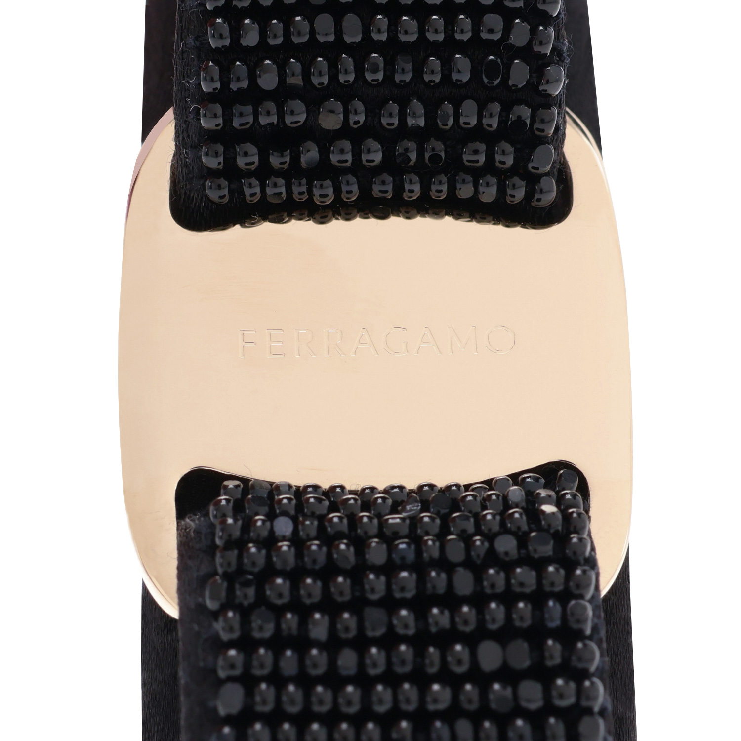 ☆Ferragamo☆ フェラガモ バレッタ ブラックレザー ヴァラリボン FERRAGAMO（フェラガモ） バレッタ ヘア アクセサリー ヴァラ リボン