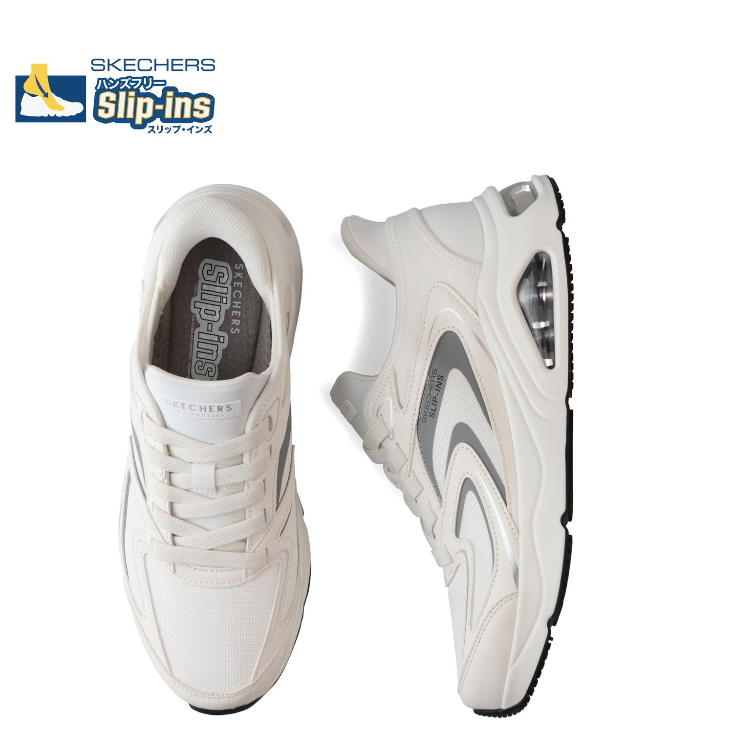 スケッチャーズ スリップインズ　ホワイトスニーカー SKECHERS スケッチャーズ スリップインズ スニーカー レディース