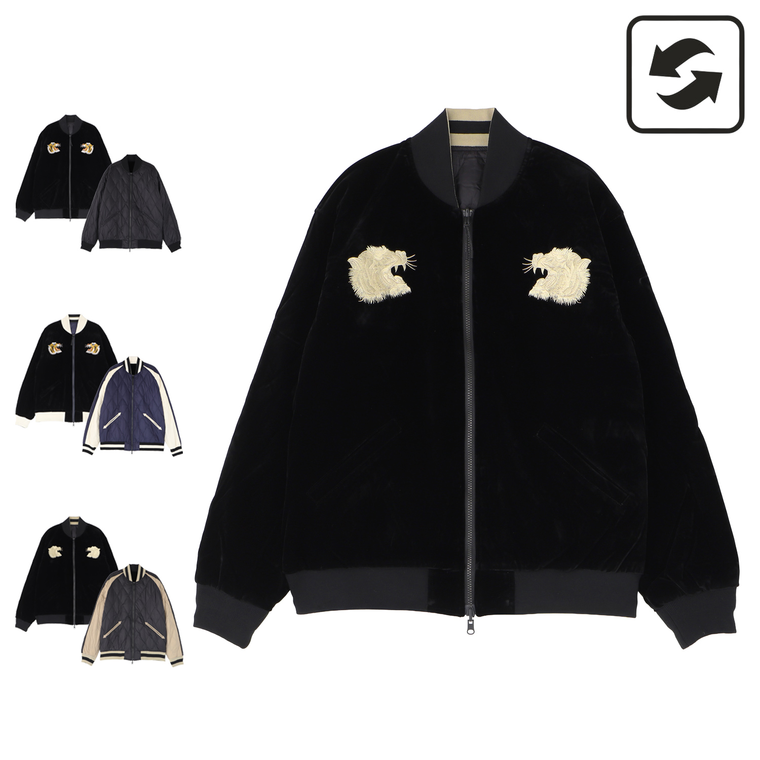 未使用 TAION リバーシブル スカジャン ダウンジャケット 黒 XL 虎 TAION（タイオン） ダウン ジャケット スカジャン アウター メンズ