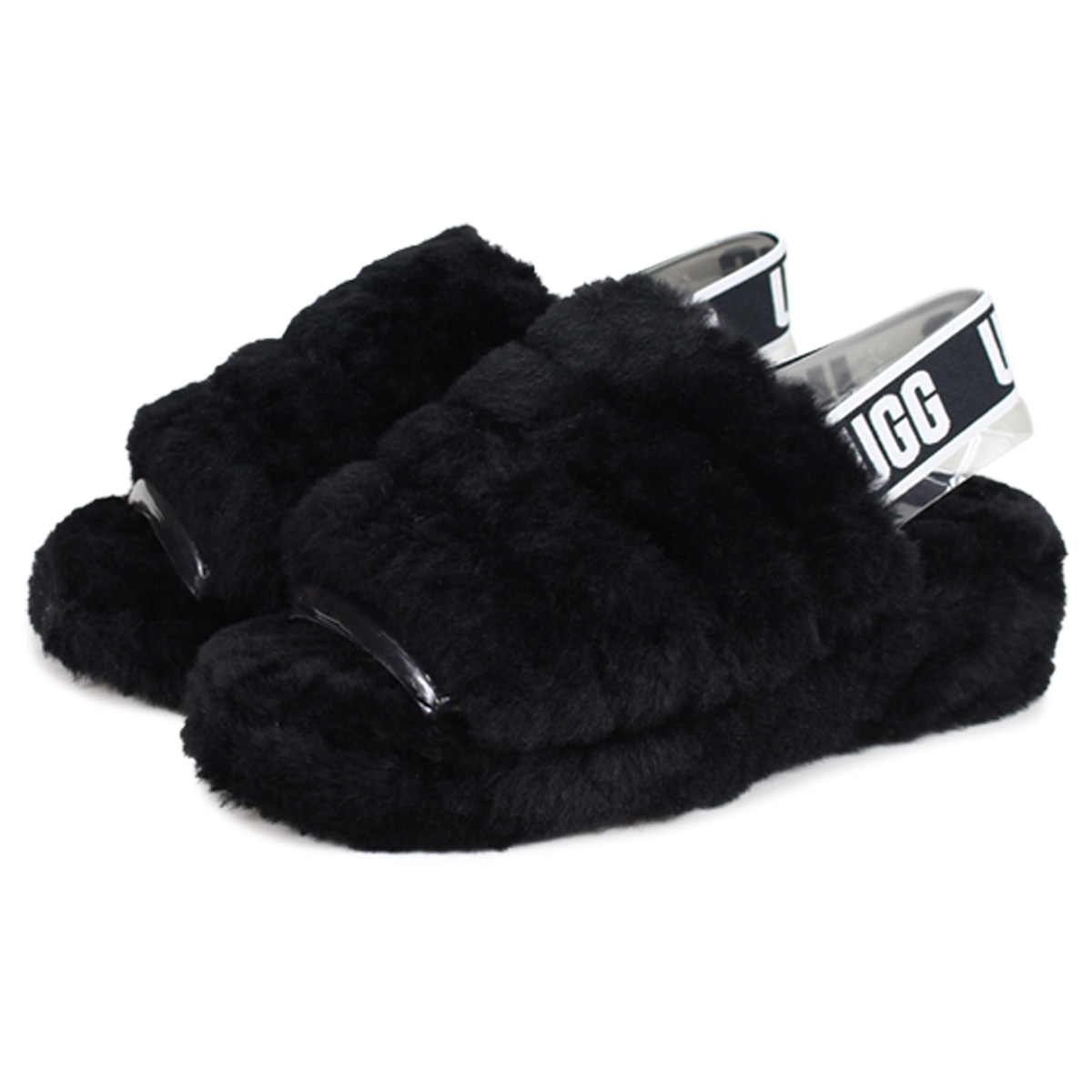 アグ UGG サンダル ムートン フラッフ イヤー スライド レディース WOMENS FLUFF YEAH SLIDE ブラック チャコール  095119