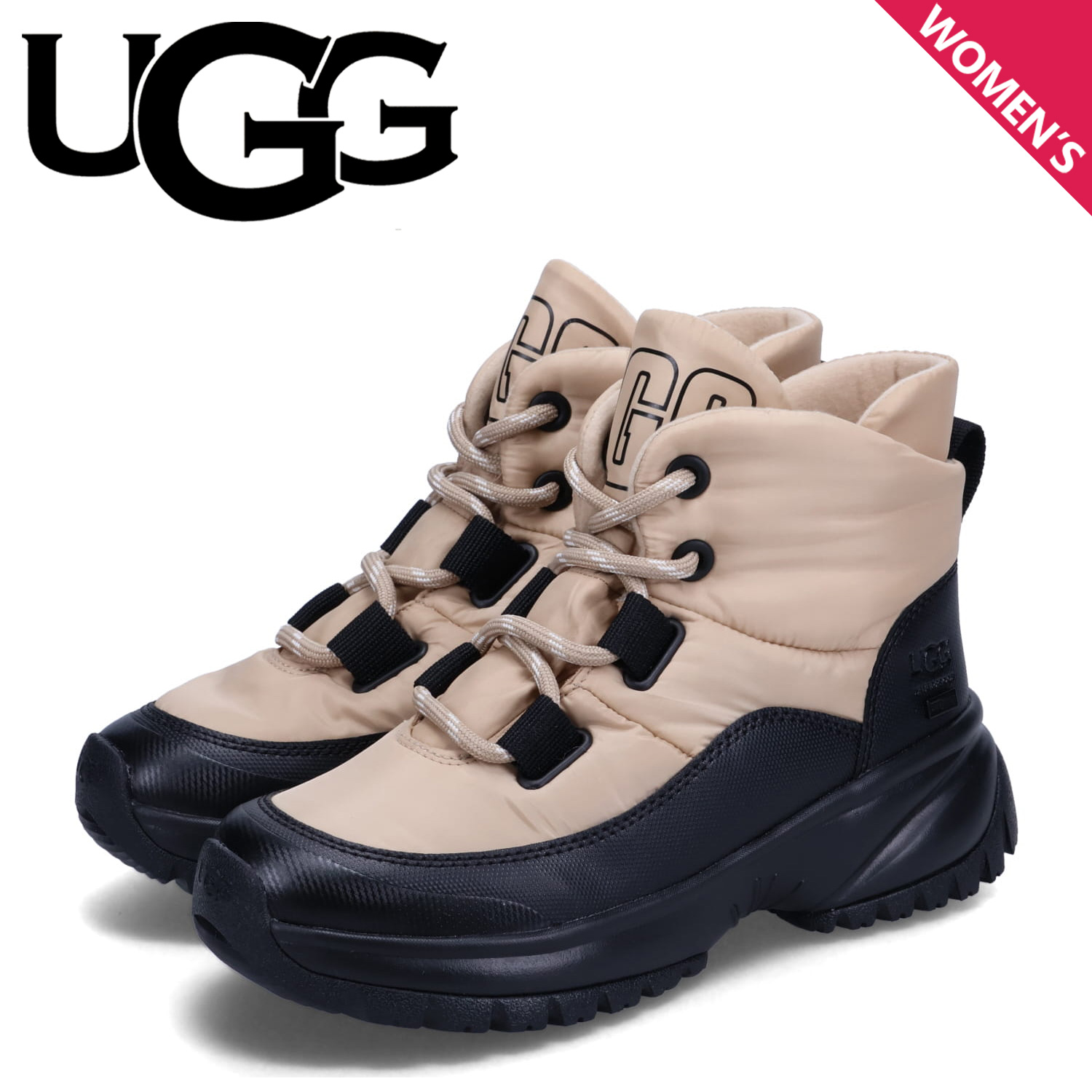 アグ UGG ブーツ ヨセ パッファー レース レディース 厚底 防水 YOSE PUFFER LACE ベージュ 1143844