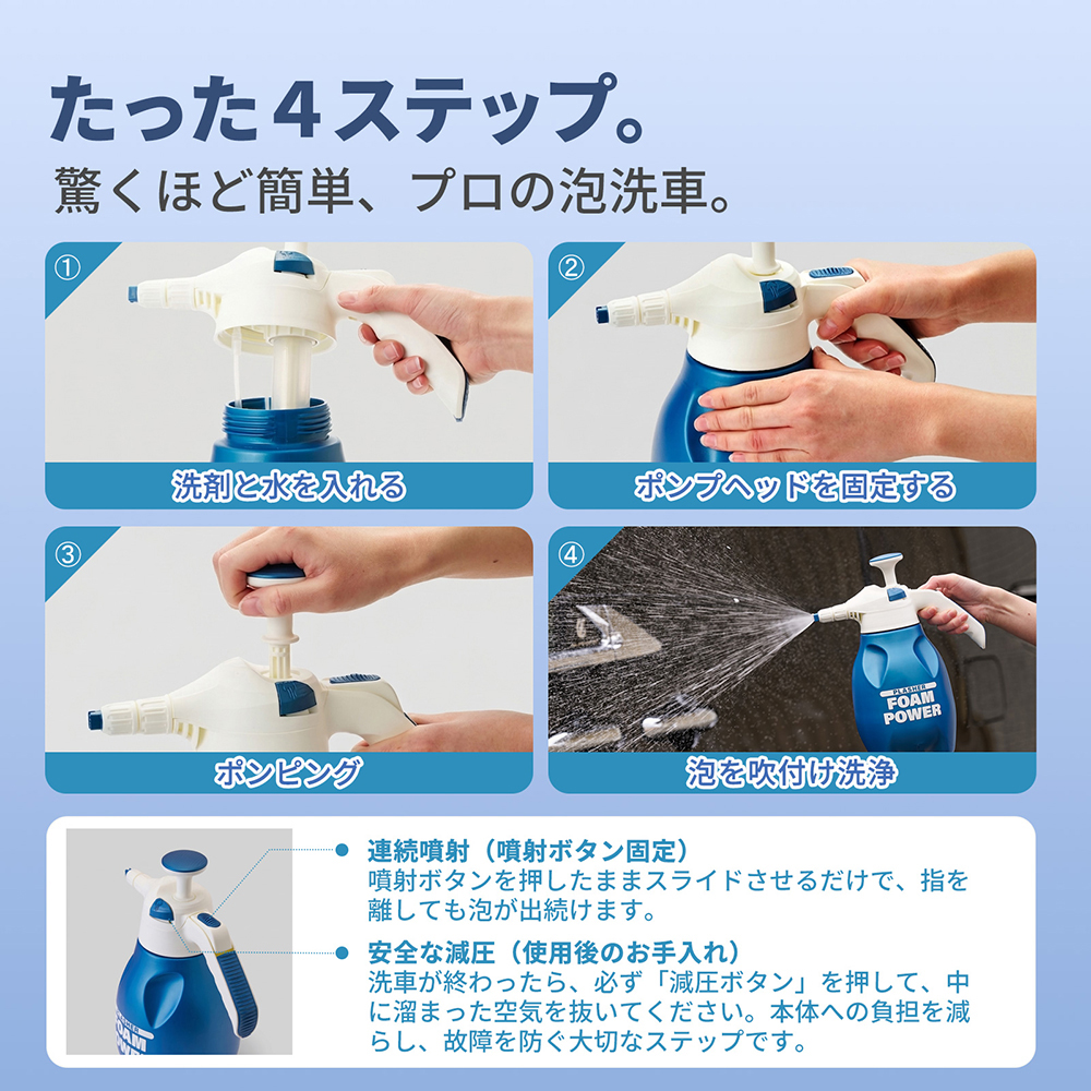PLASHER フォームガン 洗車 2L 蓄圧式 手動 泡 洗車機 フォーム