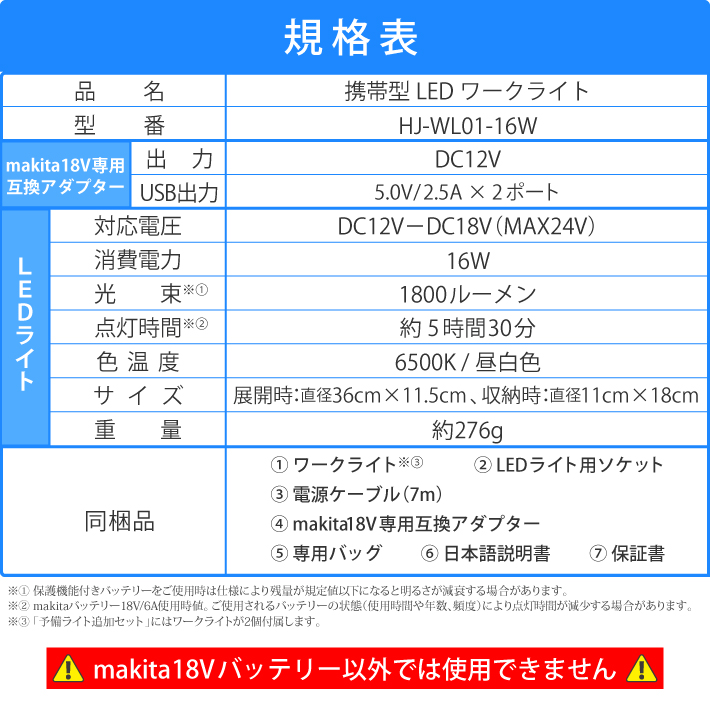 1年保証】HEMAJUN 投光器 予備用ライト1個付 led 折りたたみ クリップ