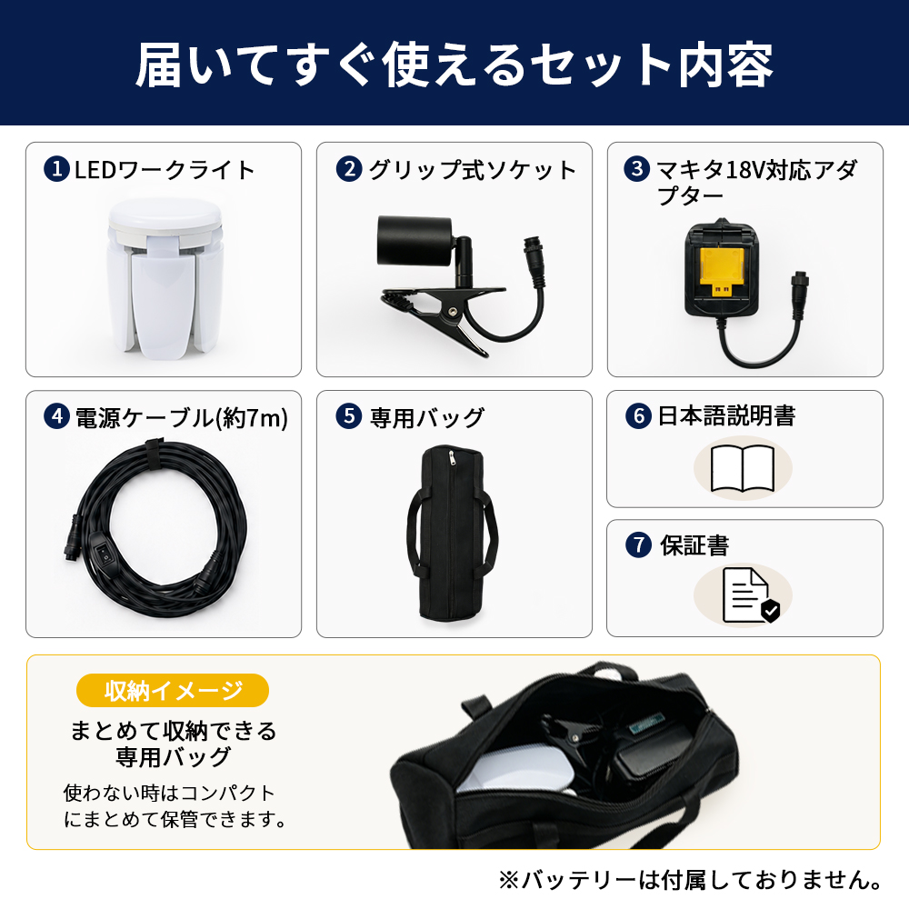 1年保証】HEMAJUN 投光器 予備用ライト1個付 led 折りたたみ クリップ