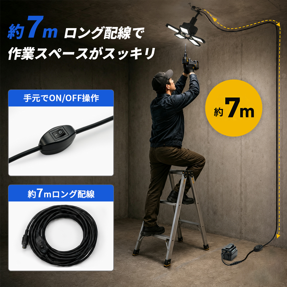 1年保証】HEMAJUN 投光器 led 折りたたみ投光器 マキタ バッテリー 18V