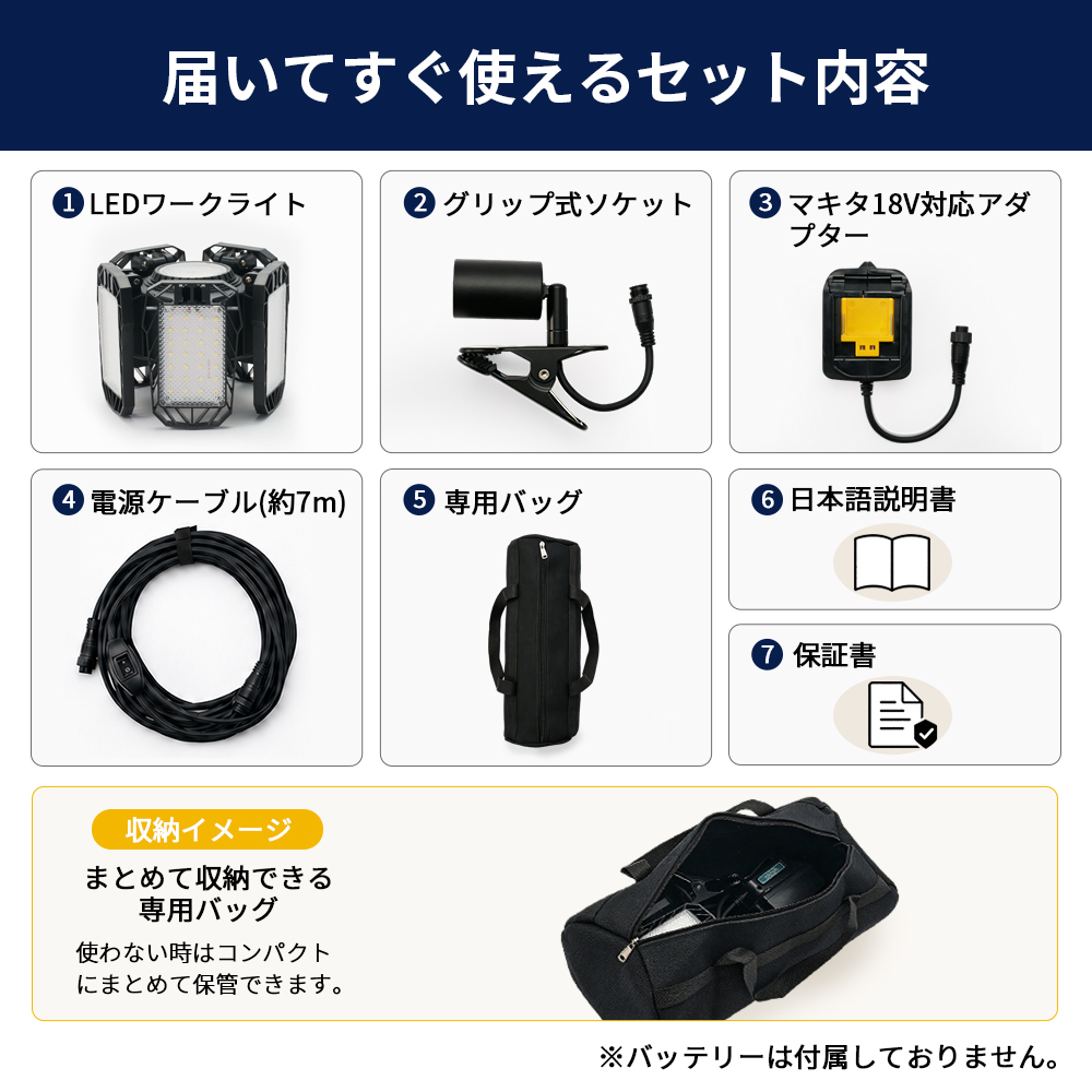 1年保証】HEMAJUN 投光器 led 折りたたみ投光器 マキタ バッテリー 18V
