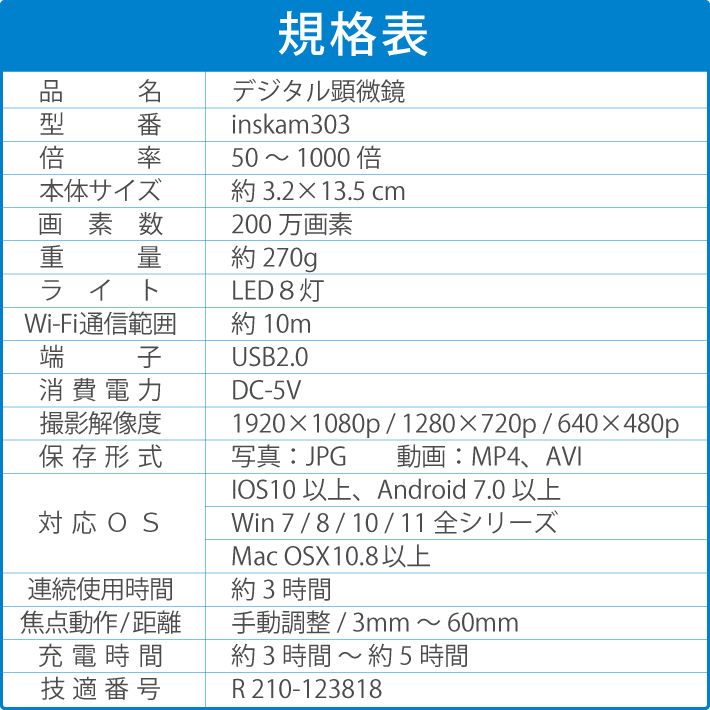 顕微鏡 50-1000倍 スマホ 電子顕微鏡 マイクロスコープ wifi接続 USB