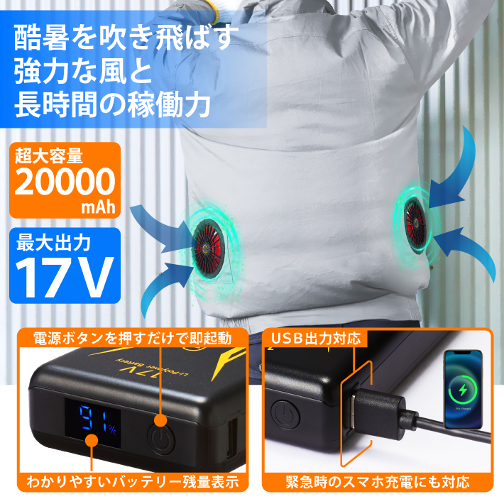 【猛暑対策】36V超高出力 ファンバッテリーセット 20000mAh大容量！ Amazon.co.jp: 【2025年新登場・36V高出力モデル】ファン