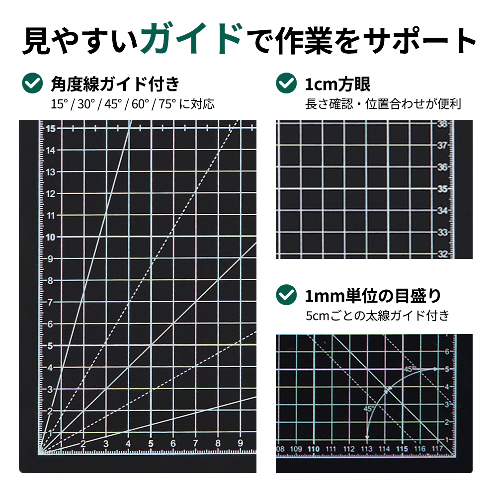 カッティングマット A0 サイズ 90cm x 120cm 3mm 1cm方眼 特大 両面