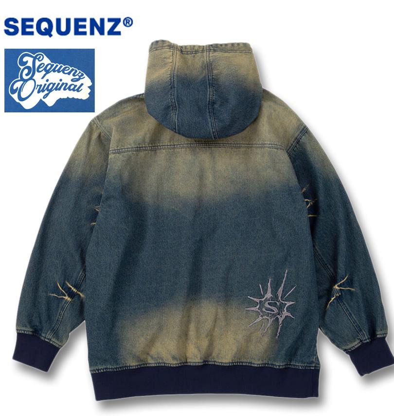 大きいサイズ メンズ SEQUENZ ウォッシュド デニム フルジップ