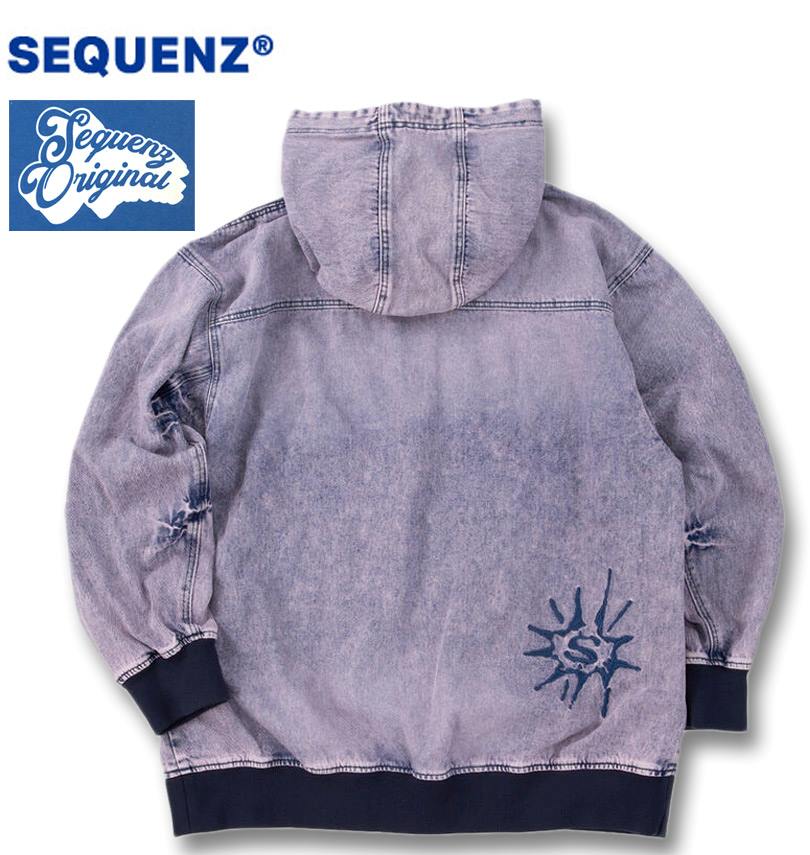 大きいサイズ SEQUENZ ウォッシュドデニムフルジップパーカー 3L 4L 5L 6L ブラック ラッピング可 送料無料 即日発送 大きいサイズ メンズ SEQUENZ ウォッシュド デニム フルジップ