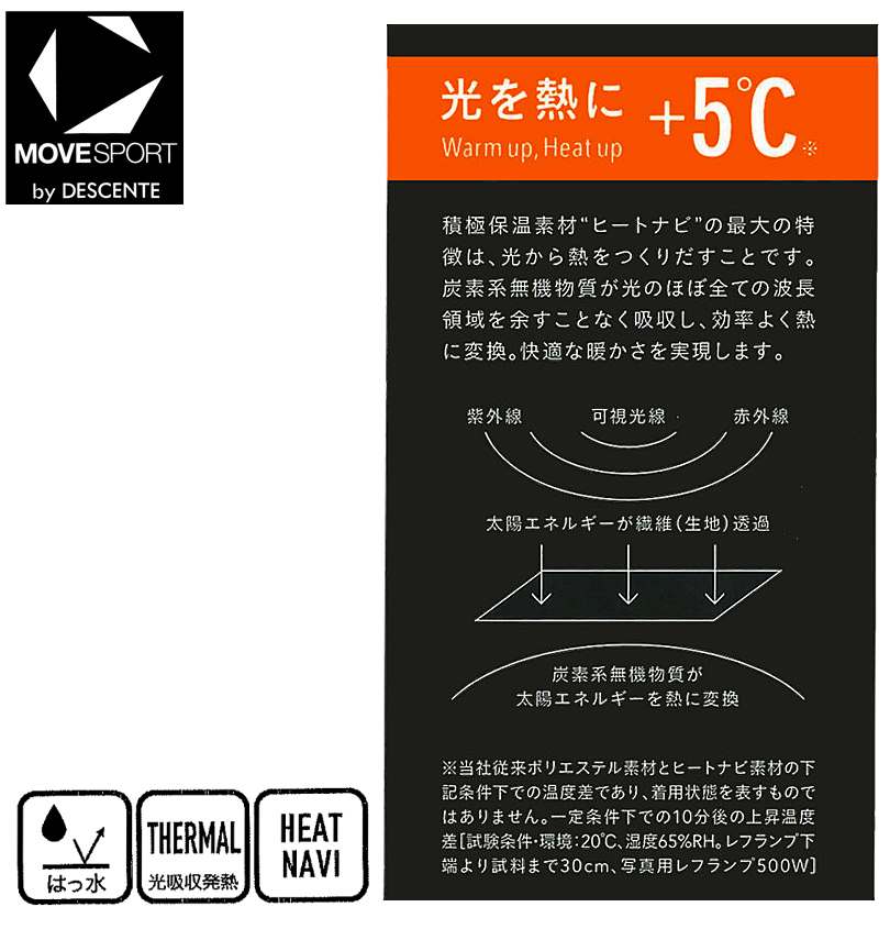 MOVESPORT 大きいサイズ メンズ HEATNAVI ブラッシュド スタンド