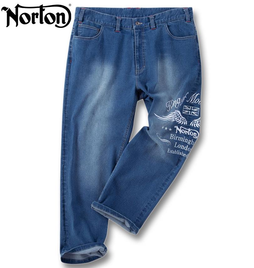 美品☆Norton/刺繍デニムパンツ/バイカー/鬼ヒゲ/激レア/大きいサイズ ノートン（NORTON） 大きいサイズ メンズ デニムパンツ 100cm 110cm