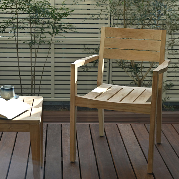 チーク無垢材 無塗装 PURO アームチェア C530XX 背もたれ 椅子 いす