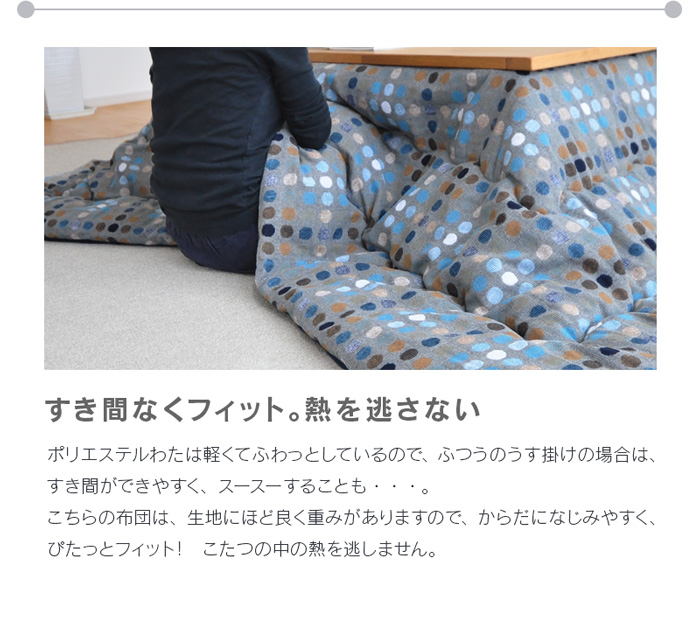 こたつ布団 掛布団 単品200×200cm CF DOT ブルー 正方形 グレー 薄手 薄掛け 省スペース 掛け布団 北欧 ドット 水玉 柄 日本製 おしゃれ 水玉 2020 :ikh ftkt cfd200200bl:家具と雑貨Bigmories