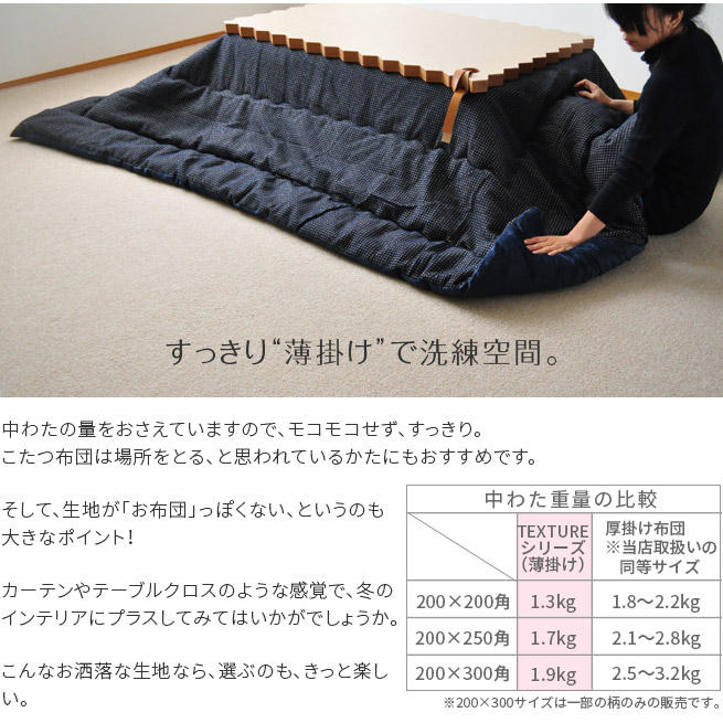イケヒコ こたつ布団 掛布団 単品200×250cm WAFFLE#05-NV長方形 省