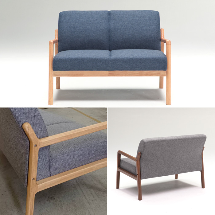 2Pソファ エフレーム 2人掛け ナチュラル ブラウン ネイビー グレー