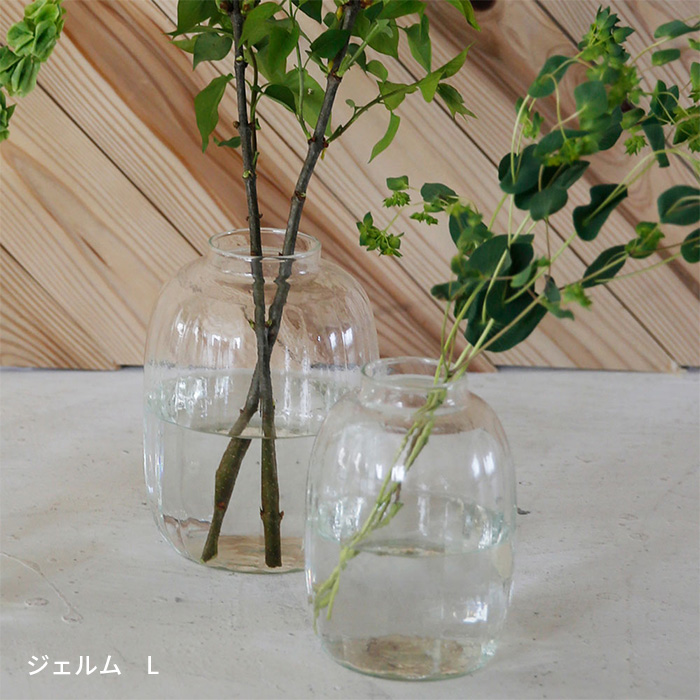 フラワーベース 花瓶 ジェルム L 21cm ガラス 志成販売 リューズガラス