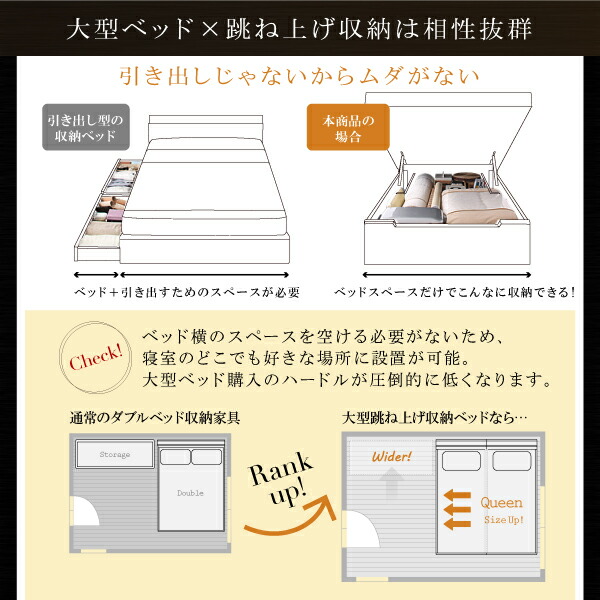 【初期/レア】 ベッド 収納付きベッド 収納 収納付 跳ね上げベッド 深型 連結 薄型スタンダードポケットコイルマットレス付 縦開 クイーン(SS×2) 深さレギュラー 【XU3487694760】(127474円)