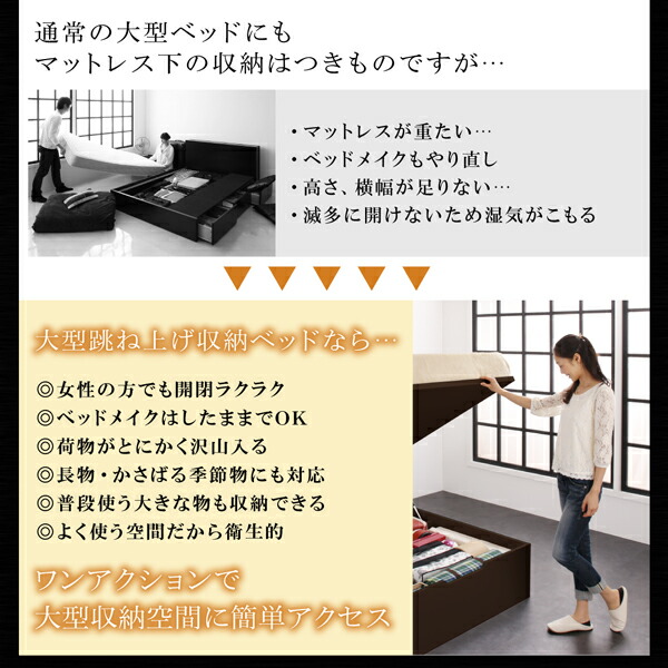 【初期/レア】 ベッド 収納付きベッド 収納 収納付 跳ね上げベッド 深型 連結 薄型スタンダードポケットコイルマットレス付 縦開 クイーン(SS×2) 深さレギュラー 【XU3487694760】(127474円)