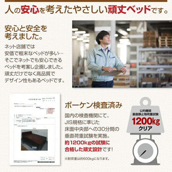 耐荷重600kg 6段階高さ調節 コンセント付超頑丈天然木すのこベッド プレミアムポケットコイルマットレス付き ダブル 組立設置付 :ck120305500045135:Good Hammond