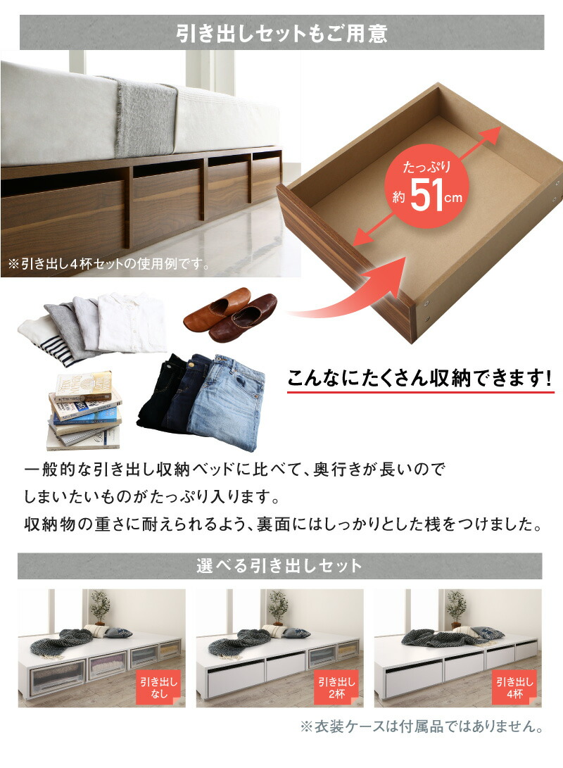 日本総代理店 ベッド ベッドフレーム フィッツ 木製 収納付きベッド コンパクト 引き出し付 ヘッドレス ベッドフレームのみ ロータイプ 引き出し2杯 セミダブル 組立設置付