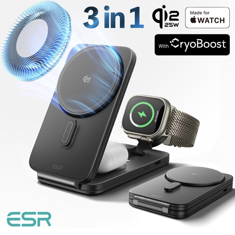 ESR ESR 3in1 充電器 Qi2.2対応 25W MagSafe充電器 CryoBoost搭載