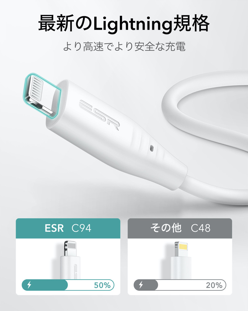 ESR USB C to Lightningケーブル 1m MFi認証取得 PD急速充電ケーブル iPhone 13/13 Pro/13  mini/13 Pro Max/12/12 mini Type-C iPad pro air :es-c-034:Good Hammond 通販  