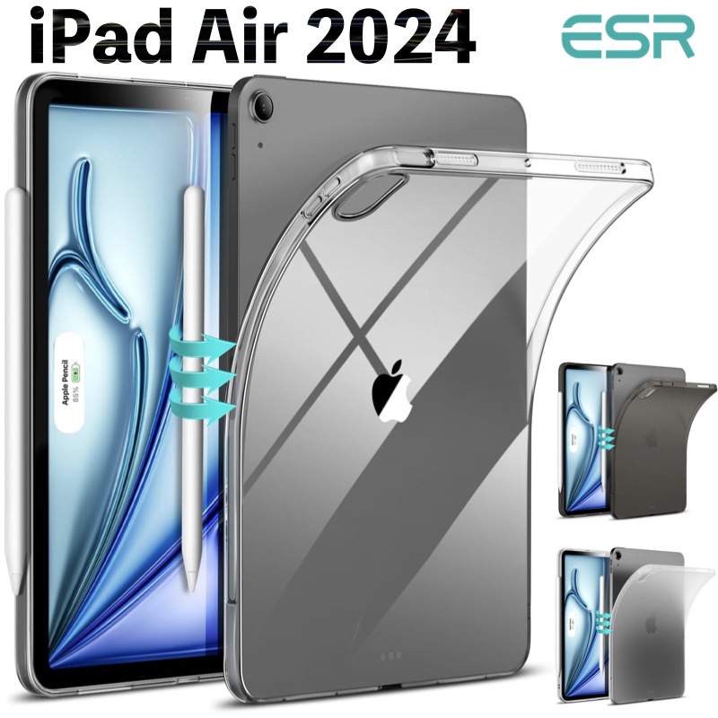 ESR iPad Air11インチ 2024 Pro11 2022/2021 Air5 ケース 2022 Air4 カバー 10.9インチ  TPU背面カバー Apple Pencil 第2世代対応 軽量 半透明クリア